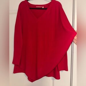 Soft Surroundings Vibrant Red V‑Neck Asymmetrical Tunic